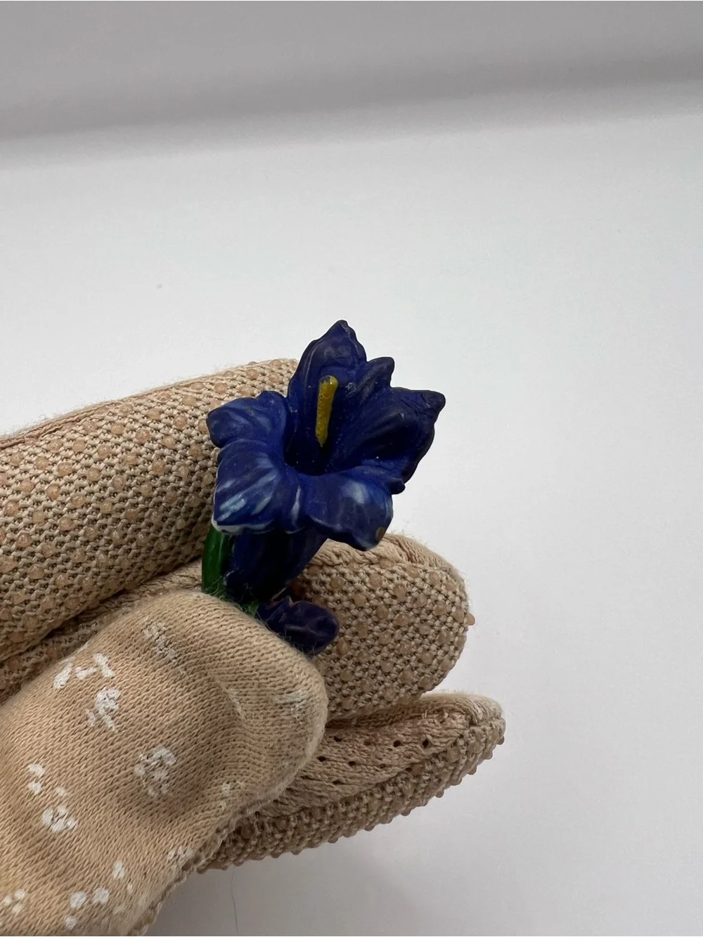 Vintage Mid-Century Hand-Painted Alpine Gentian Flower Pin